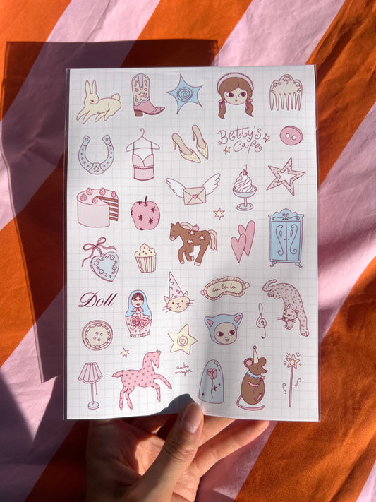 Betty's cafe sticker sheet