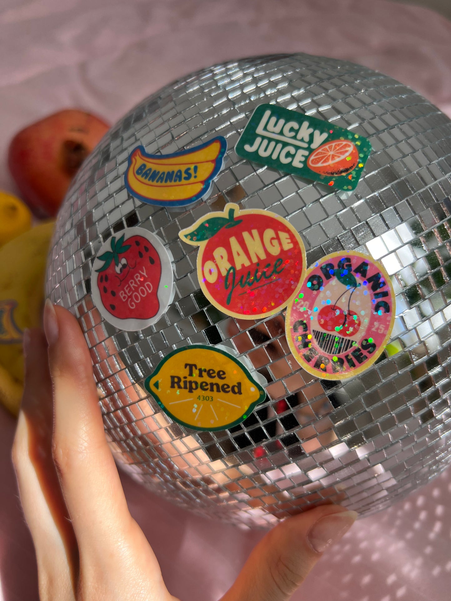 holographic fruit stickers