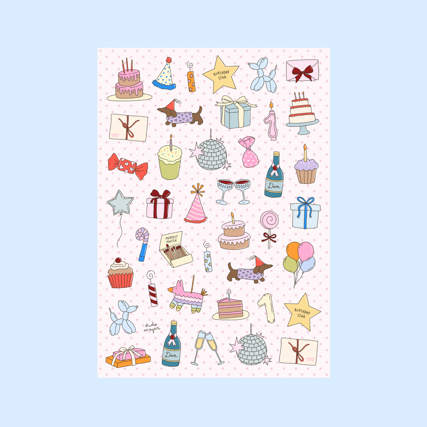 birthday party sticker sheet
