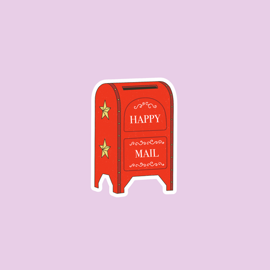 holographic happy mail sticker