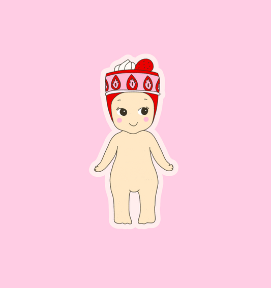 holographic strawberry cake baby sticker