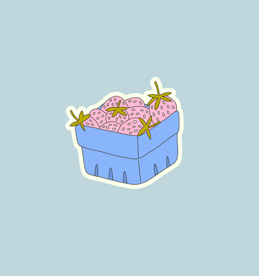 holographic strawberry box sticker