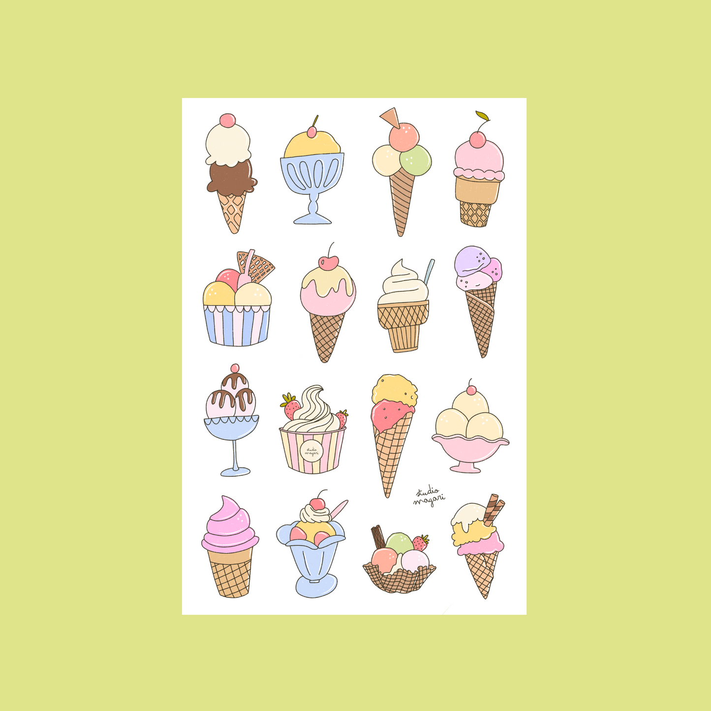 ice cream sticker sheet