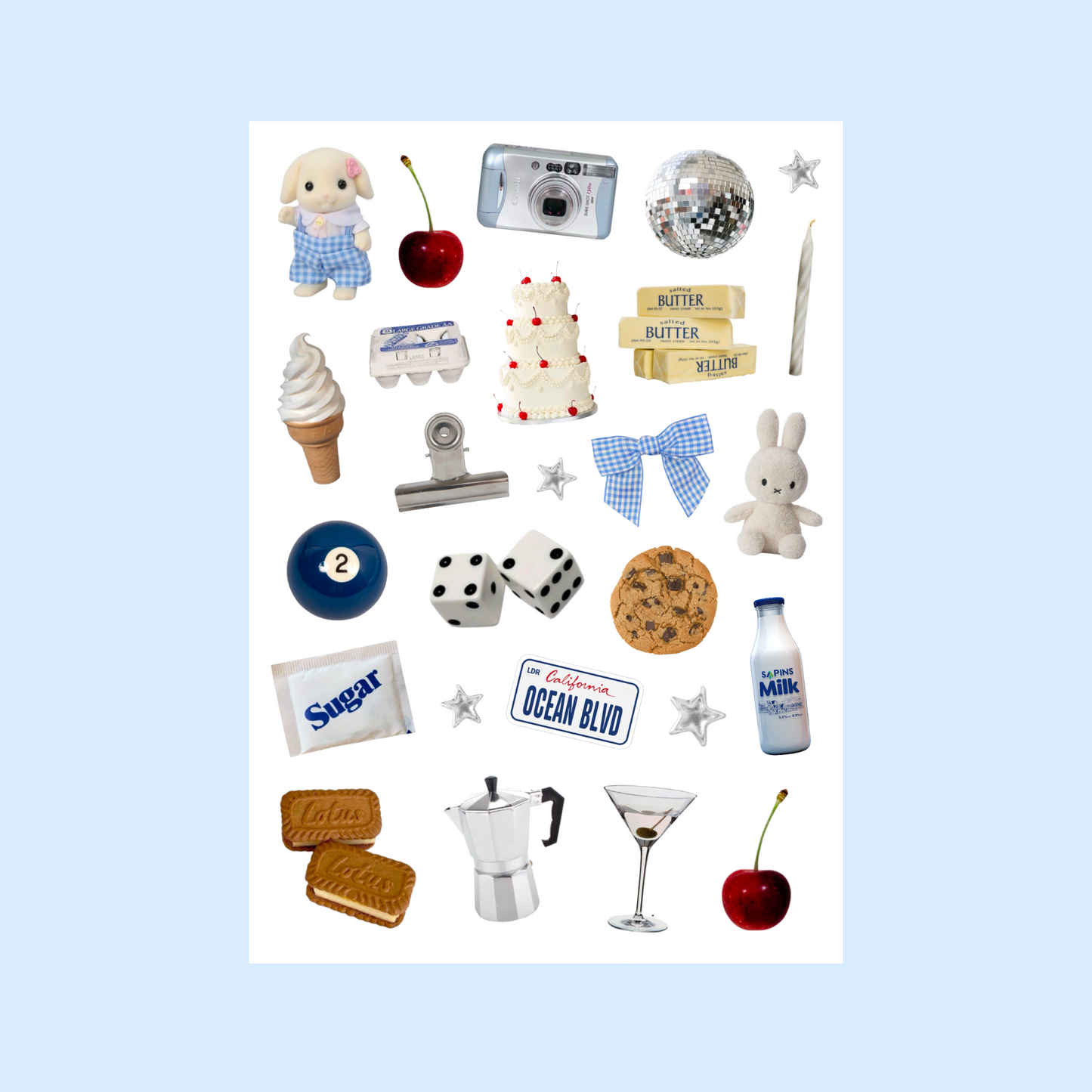 blue trinket sticker sheet