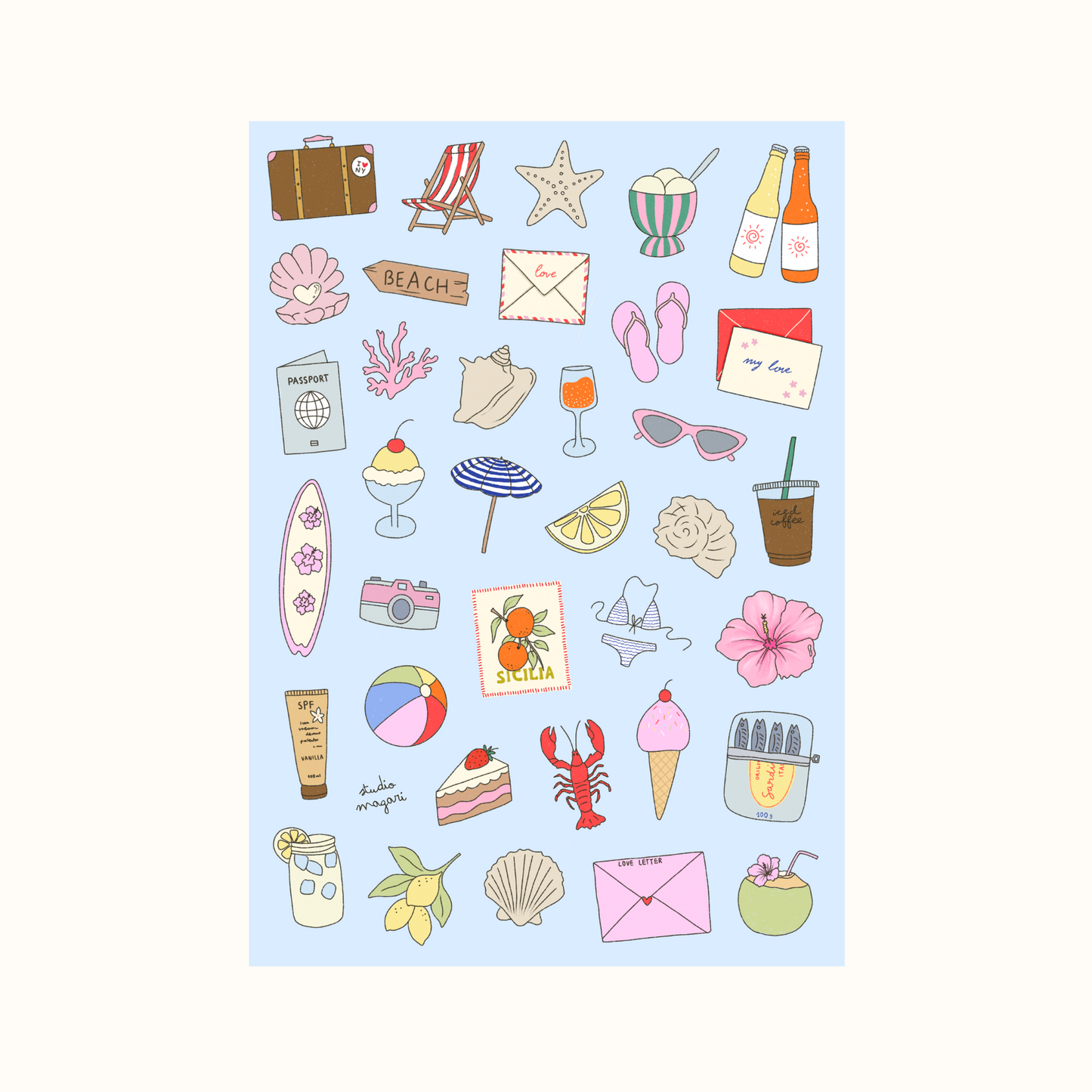 summer sticker sheet