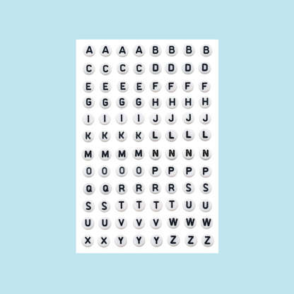 bead letters sticker sheet