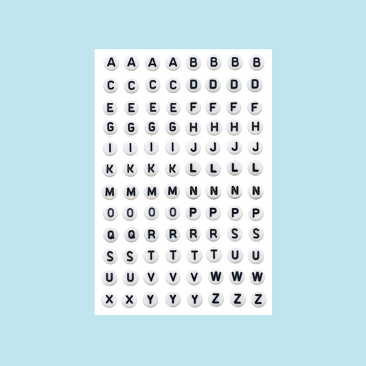 bead letters sticker sheet