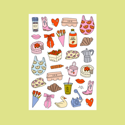 spring picnic sticker sheet