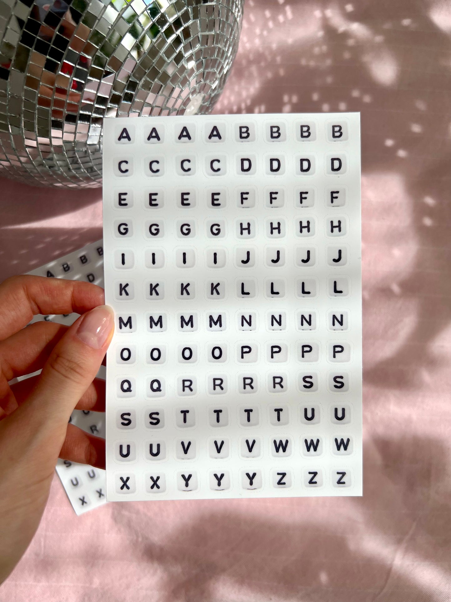 bead letters sticker sheet SQUARE