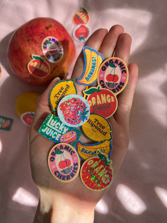 holographic fruit stickers