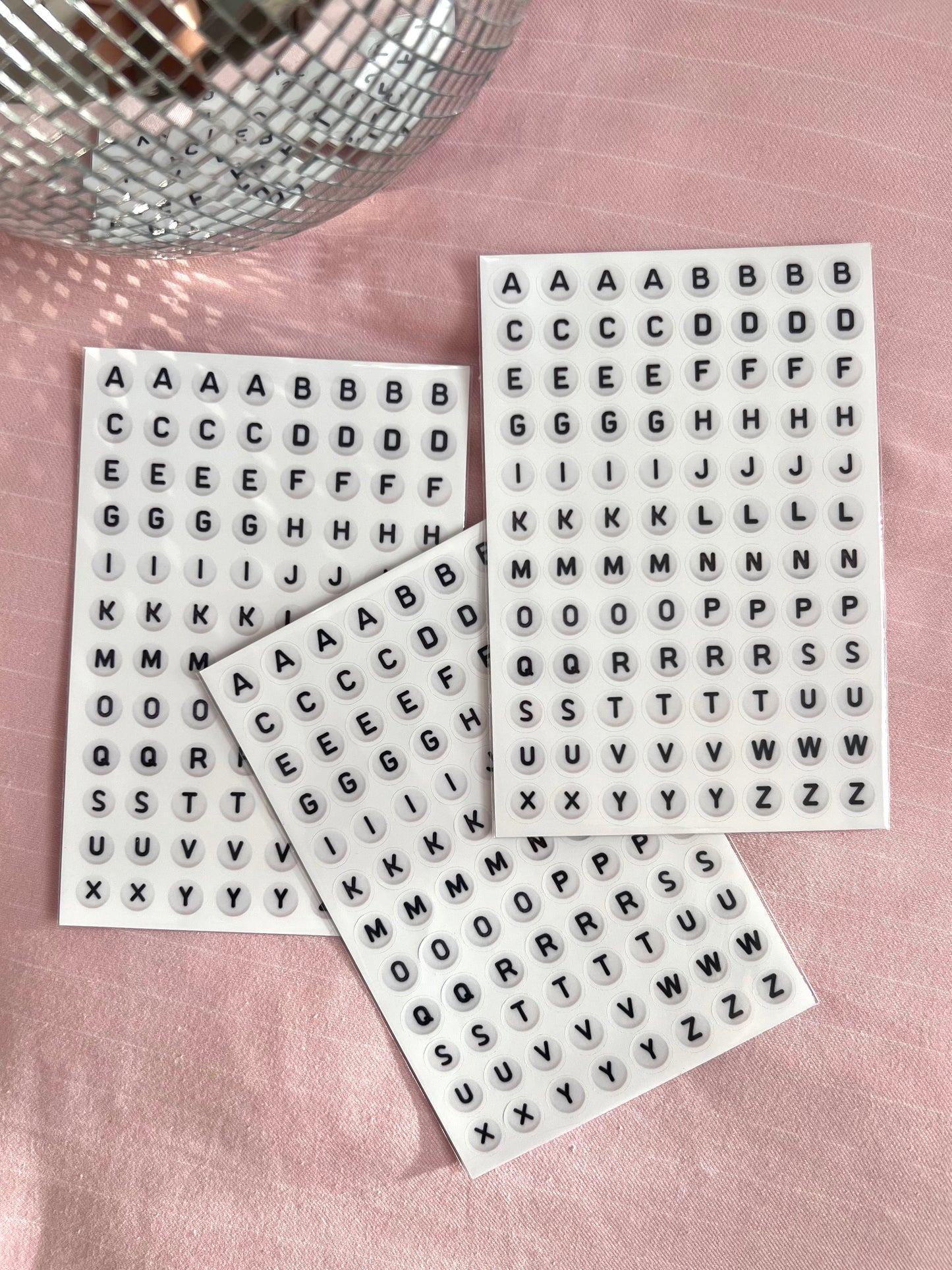 bead letters sticker sheet