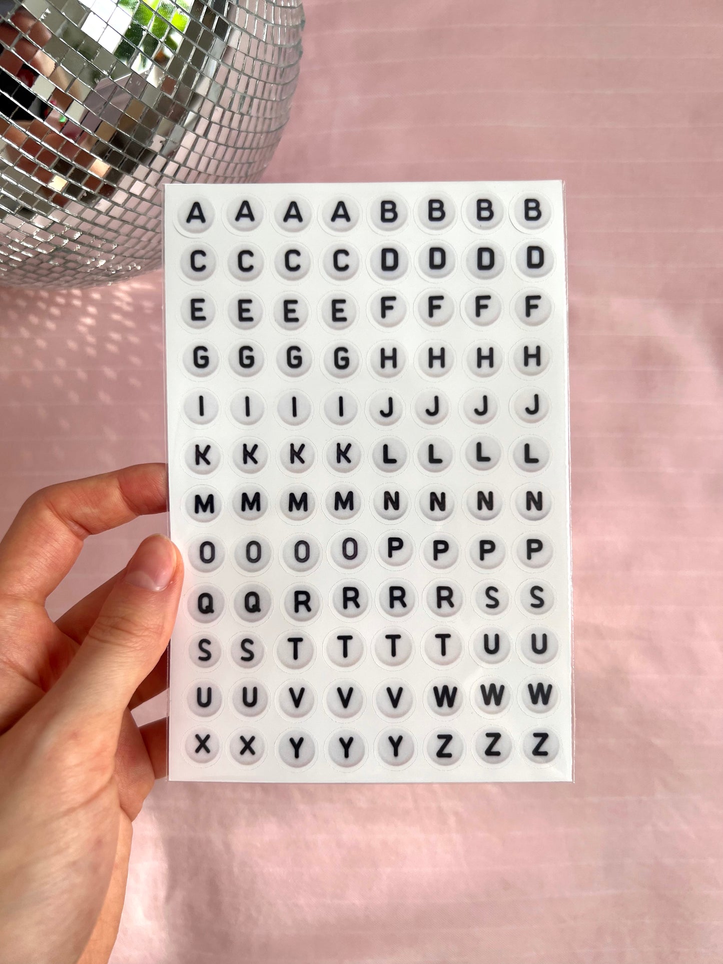 bead letters sticker sheet