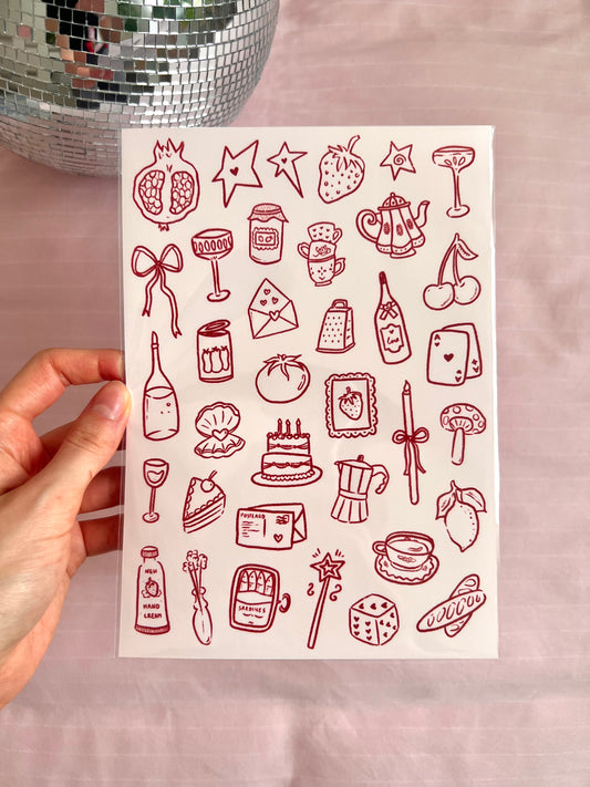 studio magari doodle sticker sheet pink