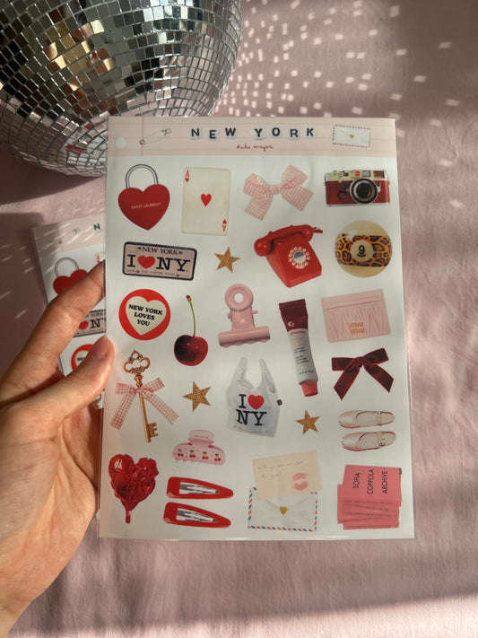 New York loves you sticker sheet