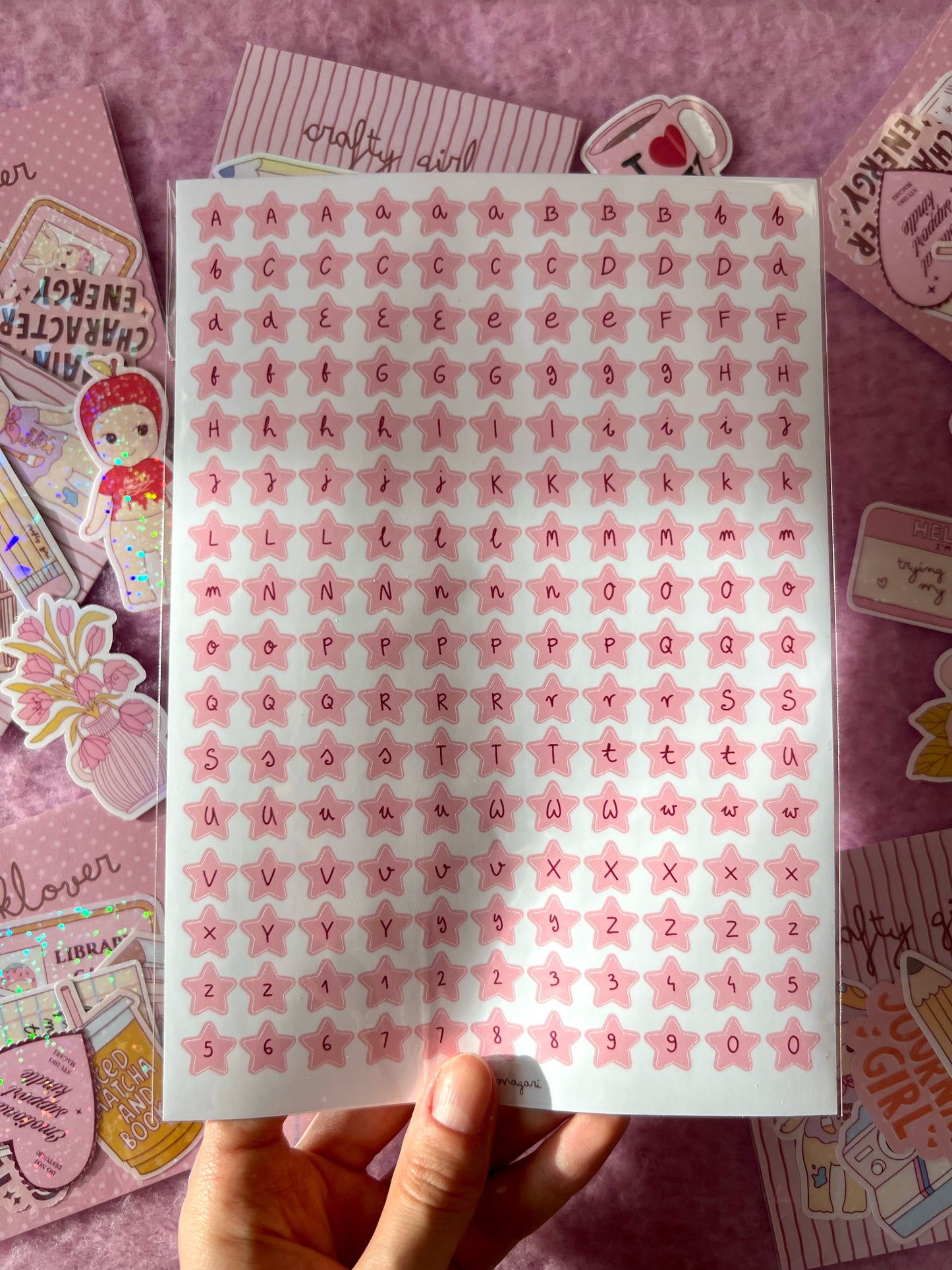 star alphabet sticker sheet