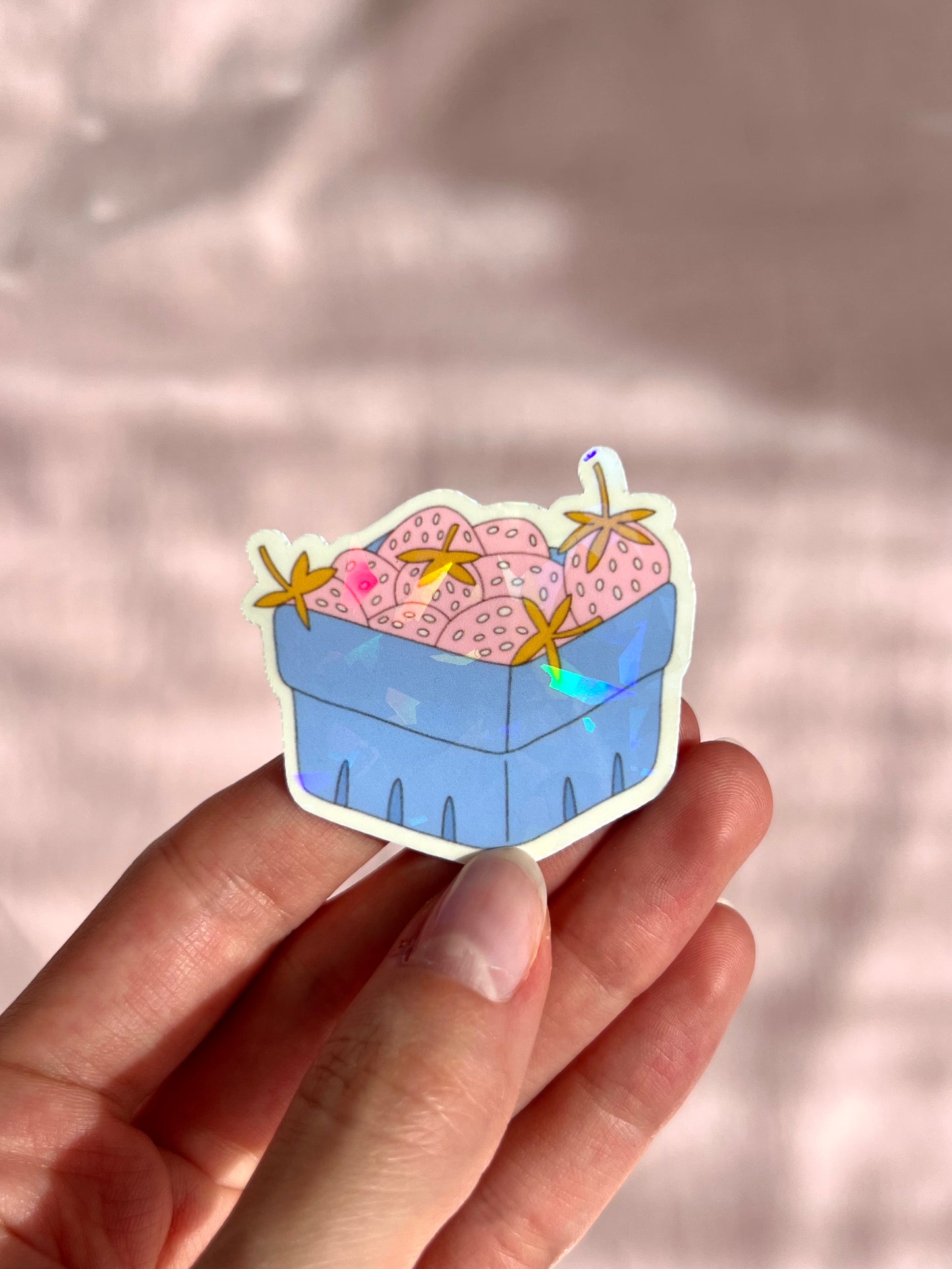 holographic strawberries sticker