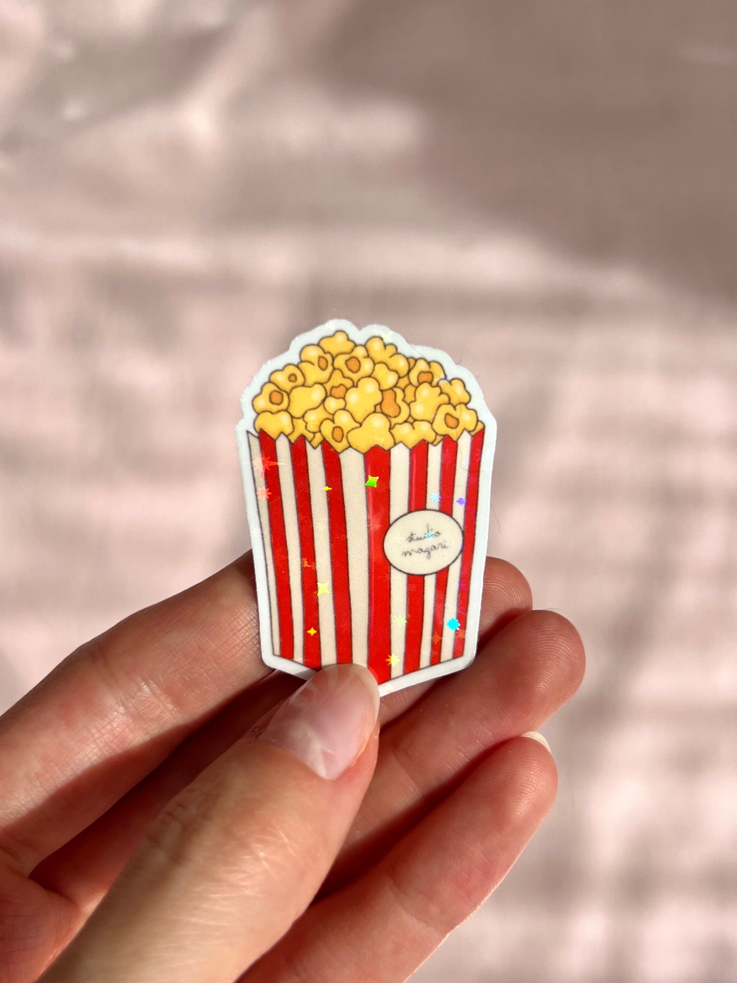 holographic popcorn sticker