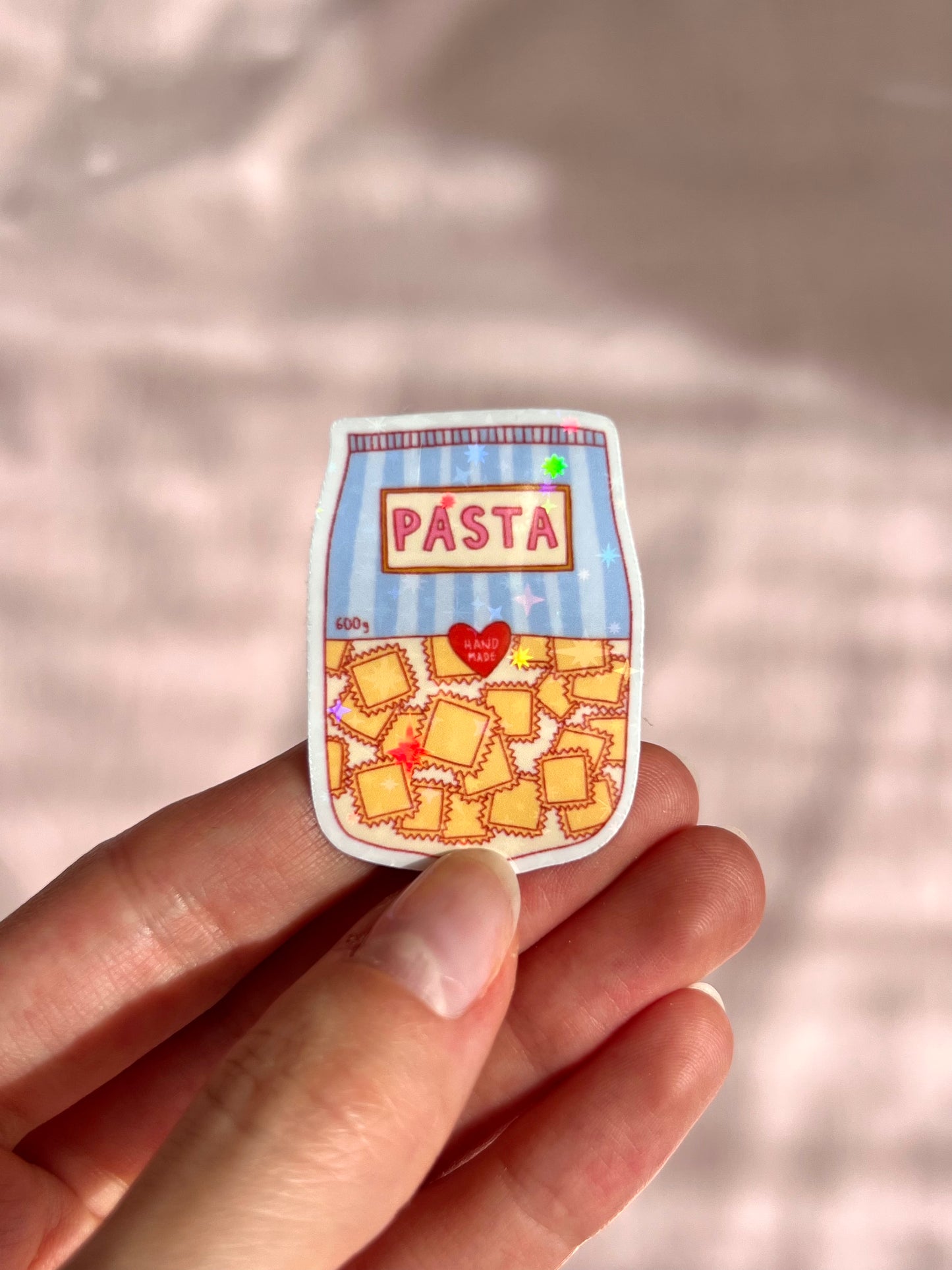holographic pasta sticker