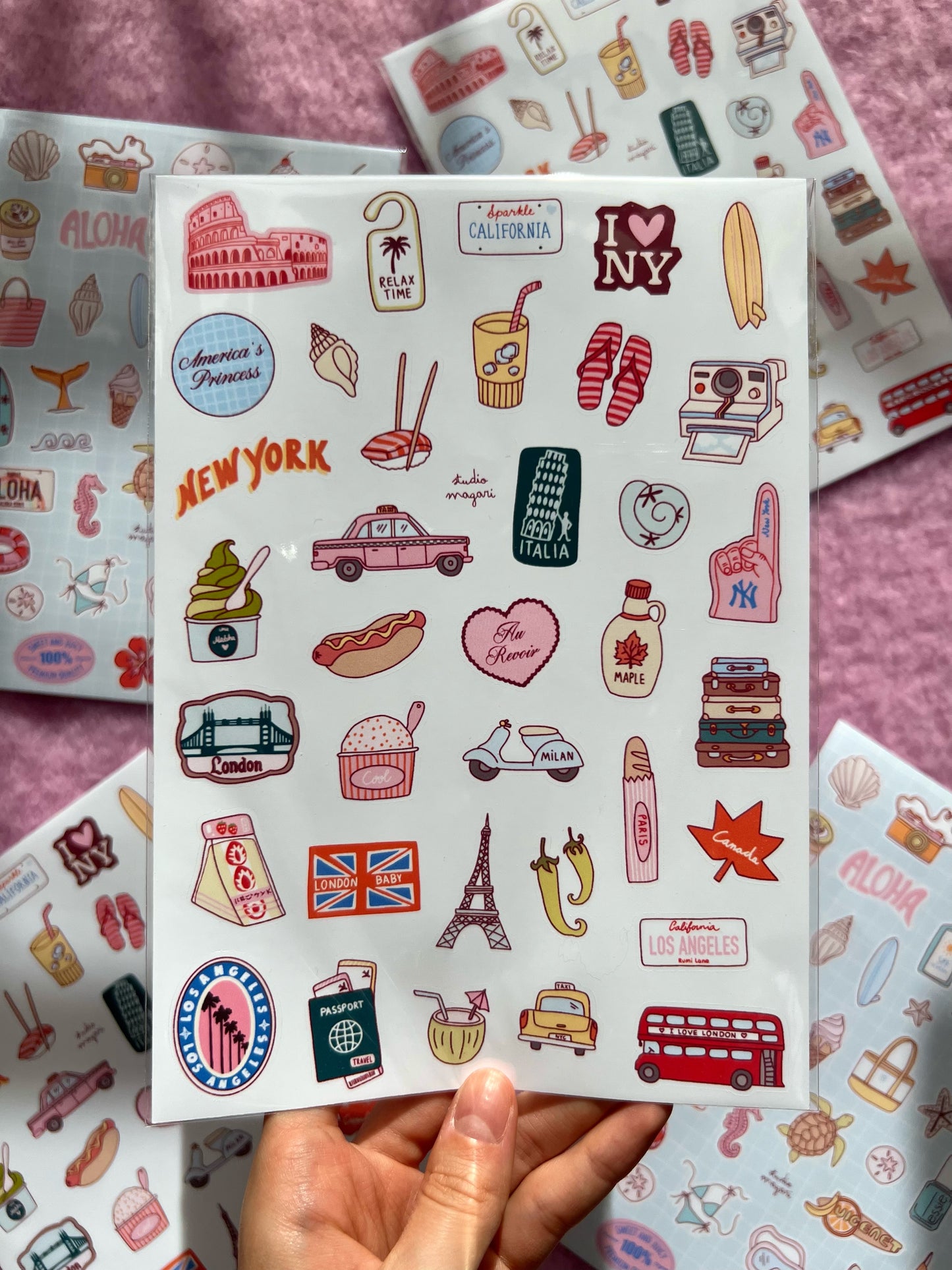 travel sticker sheet