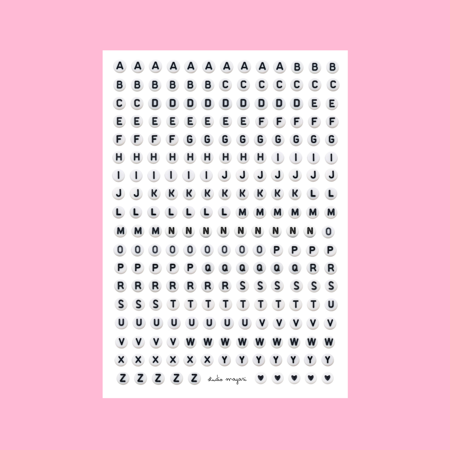 big bead letter sticker sheet