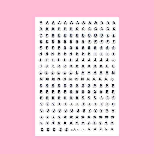 big bead letter sticker sheet