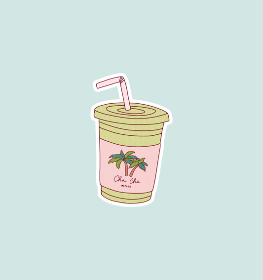 holographic matcha sticker