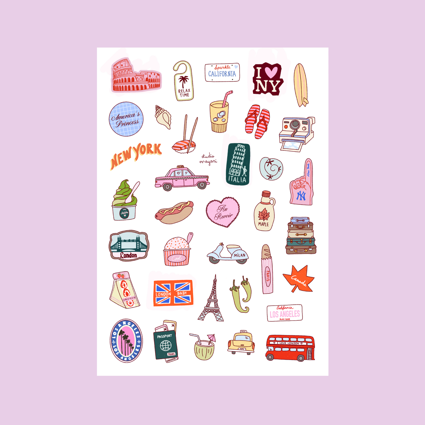 travel sticker sheet