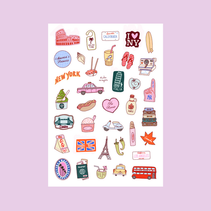 travel sticker sheet