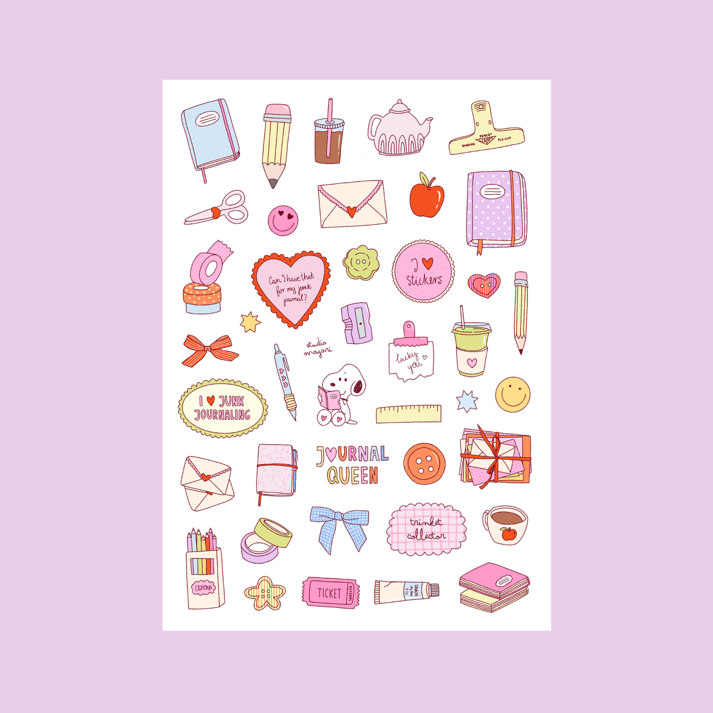 journal girl club sticker sheet