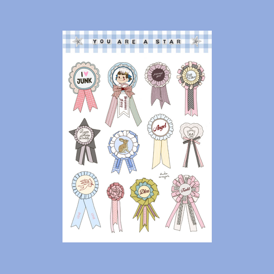 rosette ribbon sticker sheet