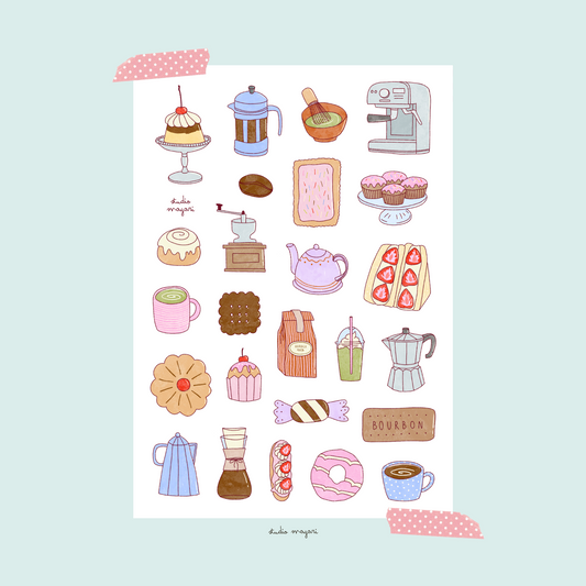 coffee shop sticker sheet (DIGITAL)