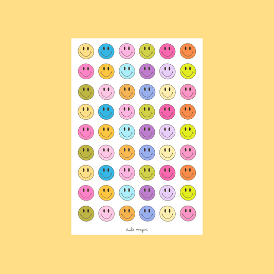 rainbow smiley sticker sheet