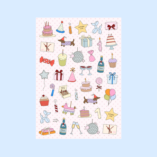 birthday party sticker sheet
