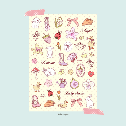 whimsy spring sticker sheet (DIGITAL)