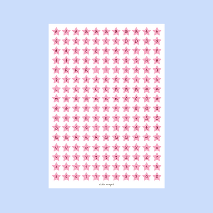 star alphabet sticker sheet