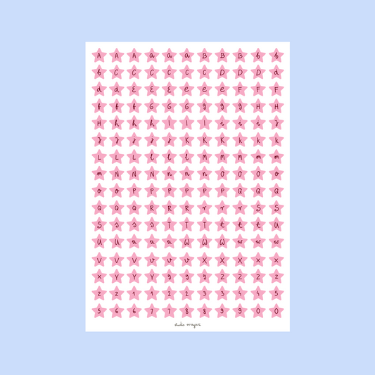star alphabet sticker sheet