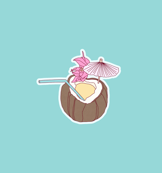 holographic coconut sticker