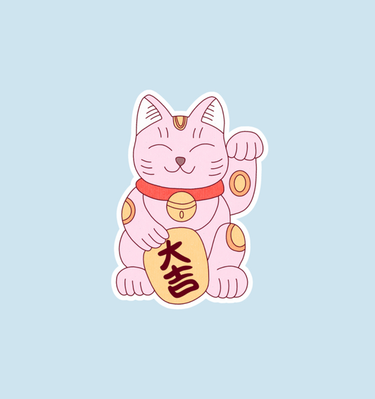 holographic lucky cat sticker
