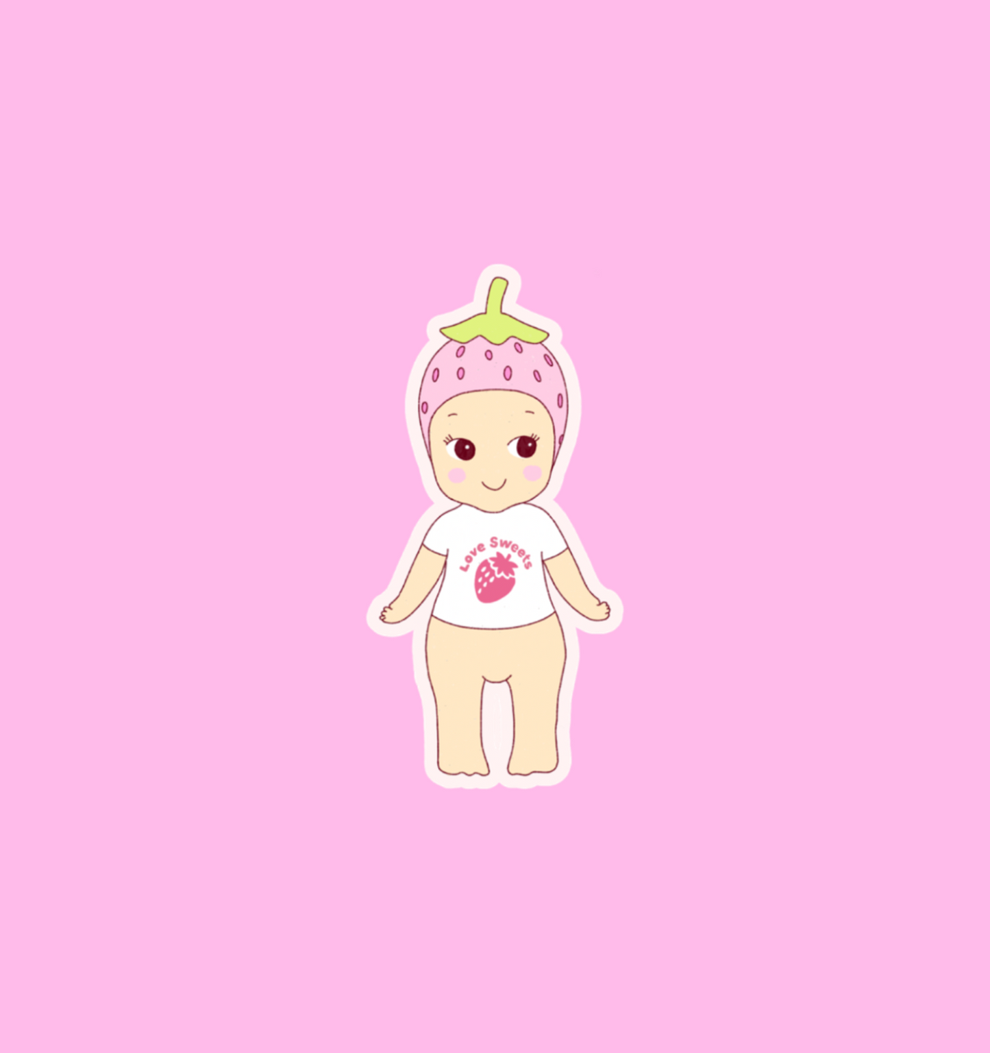holographic strawberry baby sticker