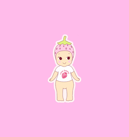 holographic strawberry baby sticker