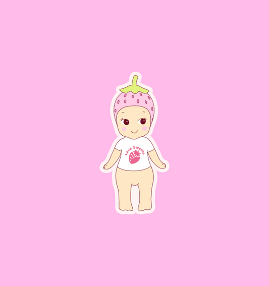 holographic strawberry baby sticker