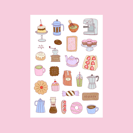 coffee shop sticker sheet