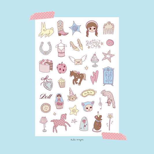 Betty's cafe sticker sheet (DIGITAL)